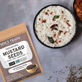 SPICE TRAIN Black Mustard Seeds (397g/14oz) Vegan, Gluten free, 100% Raw, Sourced from India, Packed in Resealable Zip Lock Pouch