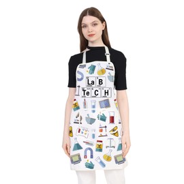BDPWSS Lab Technician Gifts Science Aprons With Pocket Lab Assistant Graduation Gift Periodic Table Medical Laboratory Gift (Lab tech apronCA)