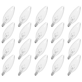 CYLYT 20-Pack E12 Candelabra Light Bulbs 25W Warm White 2500K, 240 Lumen Dimmable Chandelier Light Bulbs for Ceiling Fan, Pendants or Outdoor, B10 Clear Incandescent Candle Bulbs