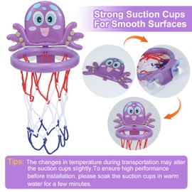 Bath Toys Gifts for Kids Ages 1-3 4-8, Bathtub Shooting Game & Fun Basketball Hoop for Boys Girls Baby Infant Toddlers - New Upgraded Strong Suction Cup Basketball Hoop with 3 Balls Set