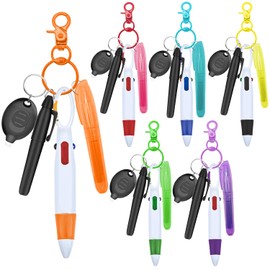 Daemson Nurse Pen Set, Badge Reel Pen Include 6PCS Highlighter and 6PCS Permanent Marker Pen and 6PCS Led Keychain Flashlight and 6PCS Ball Pen and 6pcs Nursing Keychain Clip (6 Sets)
