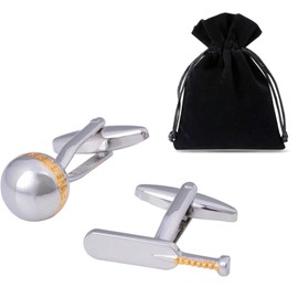 Goodygold Cufflinks Unique Sports Cricket Bat Ball Shape Mens Outfit Accessories