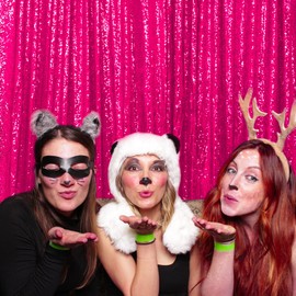 Sequin Backdrop Curtain Hot Pink Photo Backdrop 4FTx7FT Sequin Backdrop Baby Shower Curtain Backdrop for Pictures Shimmer Wall Backdrop for Wedding Party (4FTx7FT, Fuchsia)