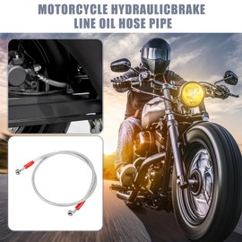 X AUTOHAUX 95cm 37.4" Motorcycle Brake Line Oil Hose Pipe 28° 0° Silver Tone