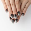 Stbisen Silver-Black Ombre Press On Nails Short, Glossy Soft Gel