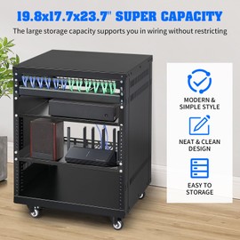 Ktaxon 12U Rack, 4/12/16/22U AV Rack Recording Studio Racks with Removable Side Panels, Lockable Casters and Special Vent Design, Server Rack for 19 Inch Rack Mounting (12U)