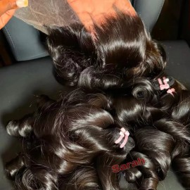 Raw Indian Hair Bundle 40 Inch Vietnamese Burmese Curly Cuticle Aligned Virgin Hair Cambodian Body Wave Closure Frontal Vendorscolor: 1pcs bundle Natural wave, Stretched Length: 24"