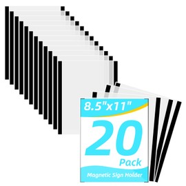 LDHHYH 20 Pack 8.5 x 11 Inch Magnetic Sign Holder, Rigid Sheet Protectors, Clear Plastic Document Frames with Magnet Borders, Clear Magnetic Paper Holder for Papers, Photos, and Menu Covers