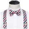HISDERN Check Stripe 6 Clips Suspenders & Bow Tie and