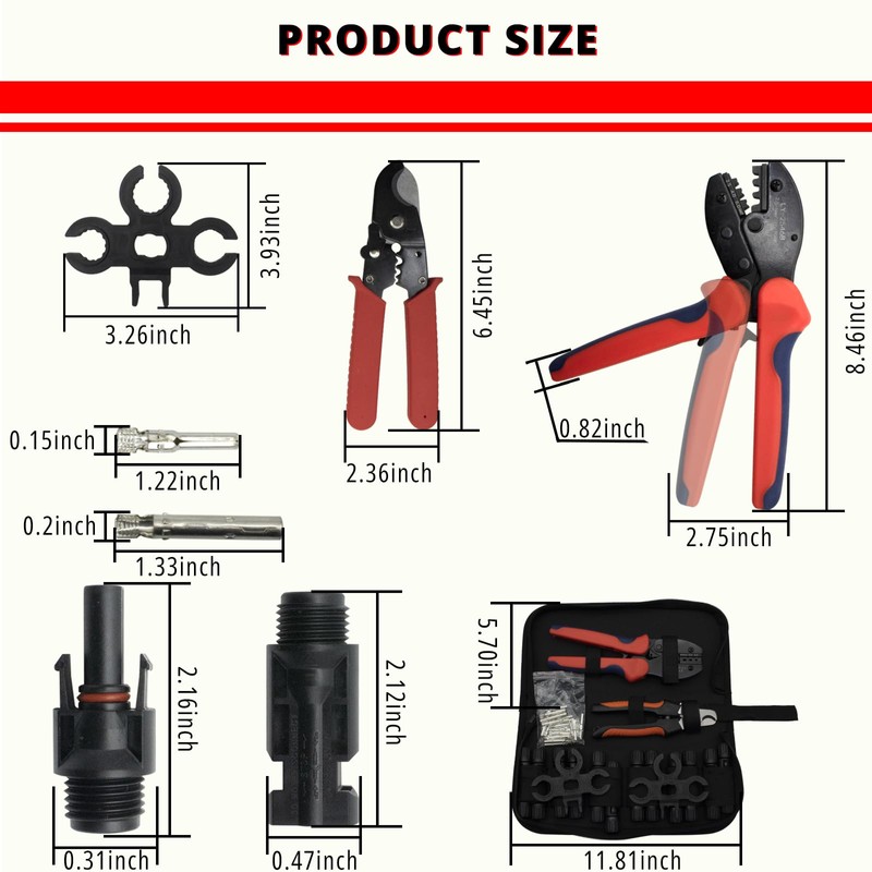TOMSHIELE Solar PV Panel Crimping Tool Kit, with 6 Pairs