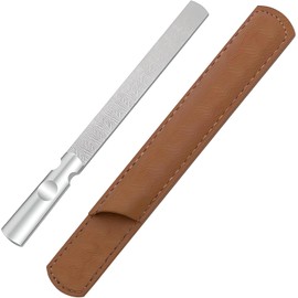 1PCS Metal Nail File - Double-Sided Nail Filer - Reusable Manicure Tool with Leather Case - Toe Nail File for Home, Salon or Travel Use (Silver, 12.5×1.3cm)