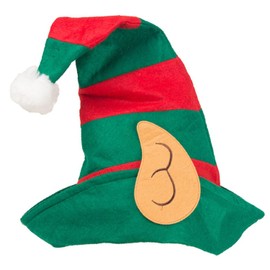 Zhzrche Christmas Elf Hat Santa Hat Holiday Party Hats with Cloth Ears for Jingle Bells Kids, Teens Adults Green and Red
