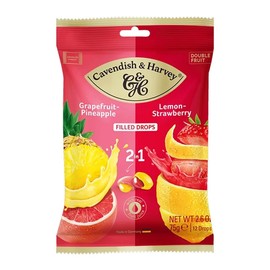 Cavendish & Harvey DROPS Grapefruit with Pineapple filling & Lemon with Strawberry filling Bag 3 x 75g