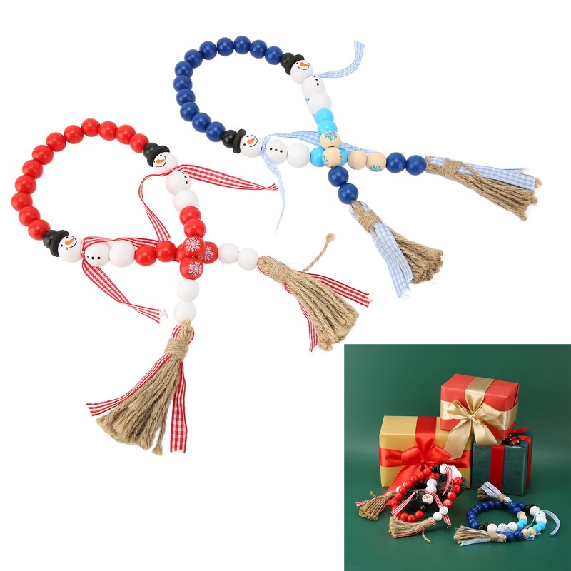 Wooden Bead String DIY Christmas Party Decoration Wall Hanging Long