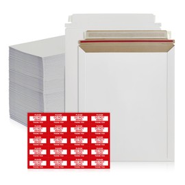 200 Pack 7x9 Rigid Mailers – Self-Seal White Cardboard Envelopes – Heavy-Duty Mailing Supplies for Documents, Photos, Magazines, and Literature