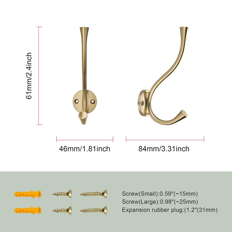 Sailing 3 Pack Coat Hooks - Champagne Bronze Coat Hooks