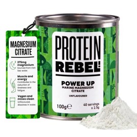Marine Magnesium Citrate Powder - Easy Mix, 40 Servings - Made for Runners, Cyclists & Endurance - Gentle on The Stomach, Promotes Sleep, Prevents Cramp - Power Up, Magnesium Powder by Protein Rebel