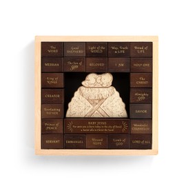 DEMDACO Holiday Games & Activities Names of Jesus Natural Brown 9 Inch Square Beech Wood Faith, Religious, Family Fun, Countdown, Advent, Meaningful Christmas Activity