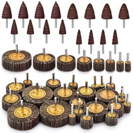 Abrasive Flap Wheel Sander Set, 48 Pcs Drill Sanding Attachment, 80 Grit Flap Wheel for Die Grinder, 1/4" Shank Aluminum Oxide Cone Shape Abrasive Sandpaper Flap Sanding Wheel for Remove Rust