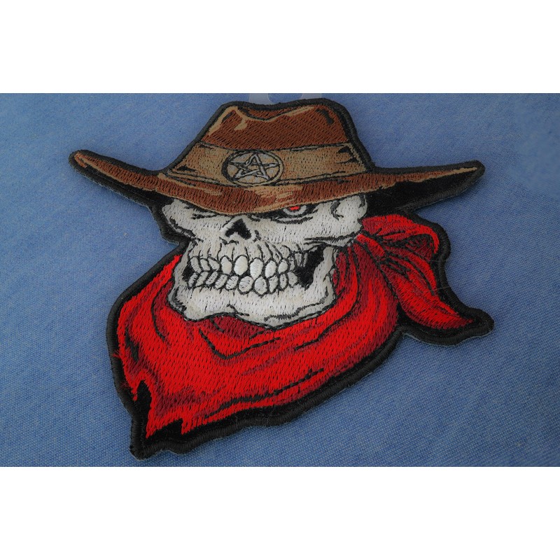 Cowboy Skull Patch, Biker Skull Patches (P3786)