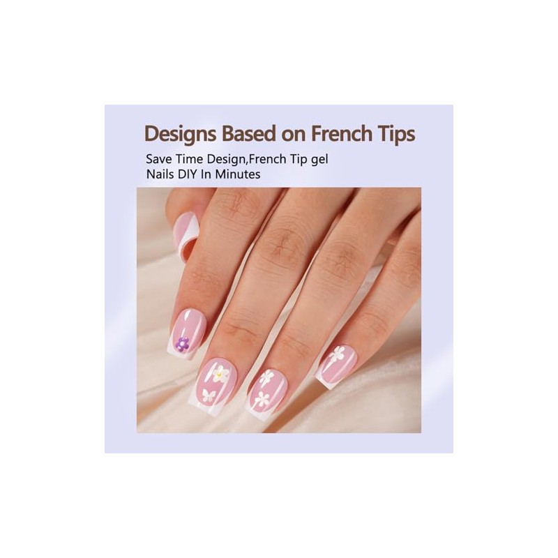 Misssix Uñas Postizas Francesas De Gel, 150 Unidades, Cortas, Cuadradas,