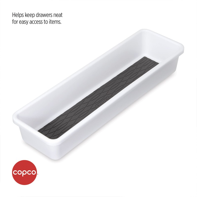 Copco Basics Drawer Organizer, 12.81 x 3.81 x 2.1-Inches, White/Charcoal