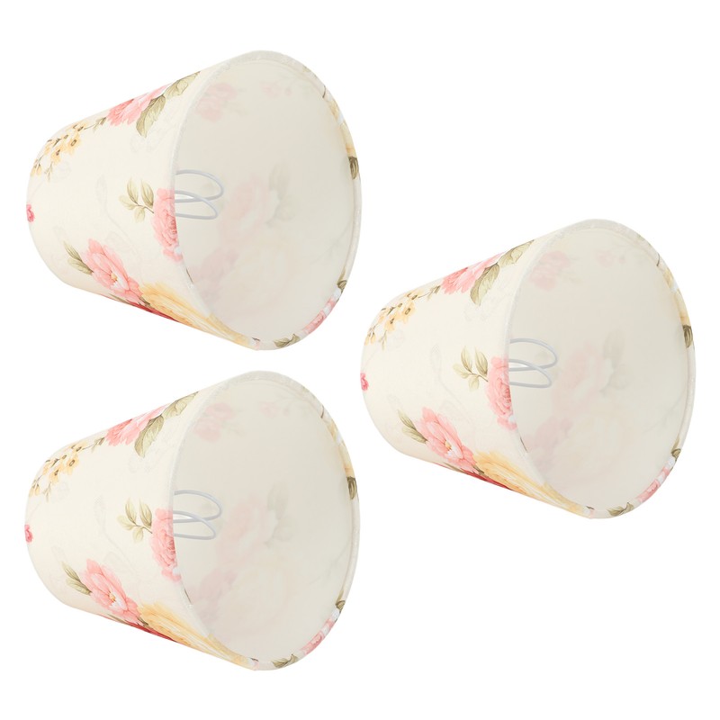 Cloth Lamp Shade Flower Pattern Clip On Bulb Lampshade for