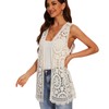 Women's Crochet Floral Boho Lace Trim Sleeveless Kimono Open Front