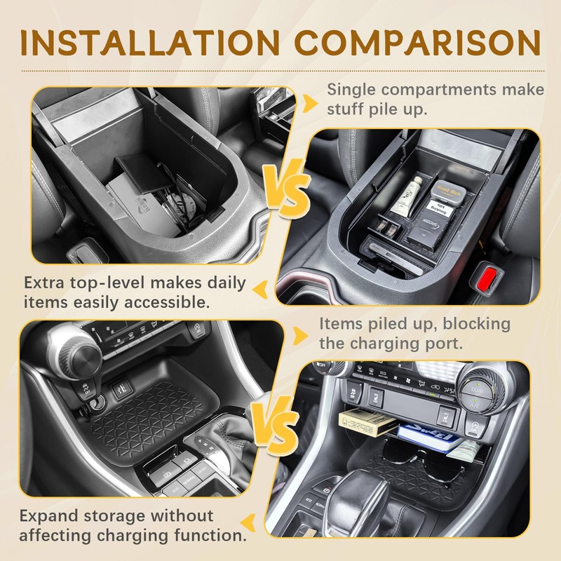 Center Console Organizer Tray Compatible with Toyota RAV4 2025 2024