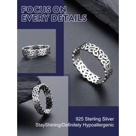 Bandmax Sterling Silver Celtic Knot Ring Forever Love Knot Ring for Women Men Size 10 Silver Wedding Ring Promise Ring Engagement Ring Couple Rings Gift for Women Men