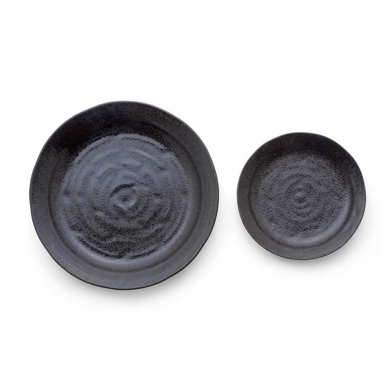 Mino Ware Black Dish (6.3 inch (16 cm) Plate, Set