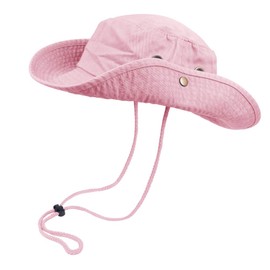 Bucket Hat Hiking Fishing Wide Brim UV Sun Protection Safari Unisex Boonie (Pink, Large/X-Large)