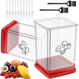 2Pcs Speed Cup Slicer with Push Plate, 10.6X 7.6cm Portable Cup Slicer with 10 Forks 2 Brushes, Efficient Fruit Vegetable Slicer Cup, Multifunctional Egg Slicer Strawberry Cutter Slicer Cup for Home