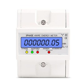 3 Phase 4 Wire Energy Meter 220/380V 5-80A Energy Consumption kWh Meter DIN Rail Installation Digital Electric Power Meter with LCD Backlight Display