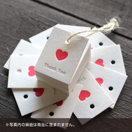 BAY LETTERPRESS Thank You Tags 30 Pcs Heart Typography Petite Gift 25x32mm