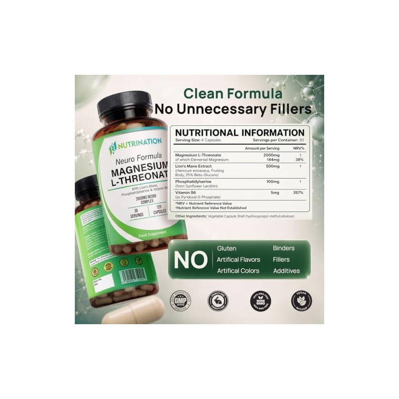 Magnesium L-Threonate Complex 2600mg | Neuro Formula with 2000mg Magnesium