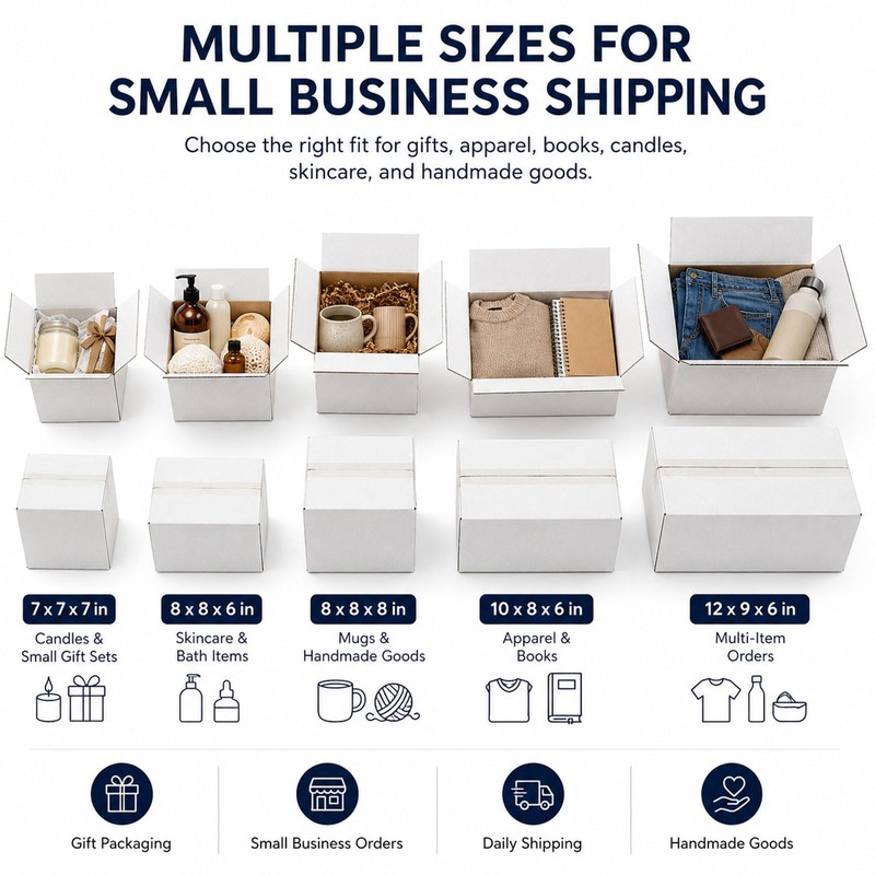 Yidomto 9x9x4 White Shipping Boxes, 25 Pack