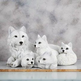 ICE ARMOR Hand Painted 8" W Wolf Family Figurine Statue Sculpture Ornament Decoration Home/Room Decor Ideas for Housewarming, Holidays and Birthdays Great Collectible