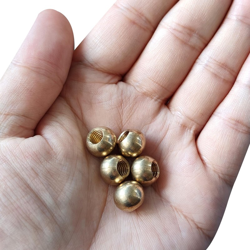 PATIKIL 5pcs M6x1 Screw Cap Nut Knob Brass Ball Lamp