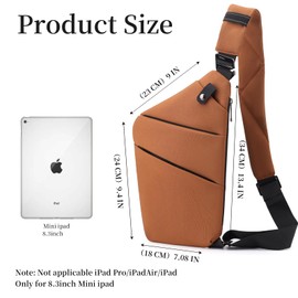 MaijjLyn Anti Theft Bag Crossbody Purse-Anti Theft Travel Bag for Women & Men Slim Sling Bag CrossBody with Adjustable Strap, Reddish Brown Right