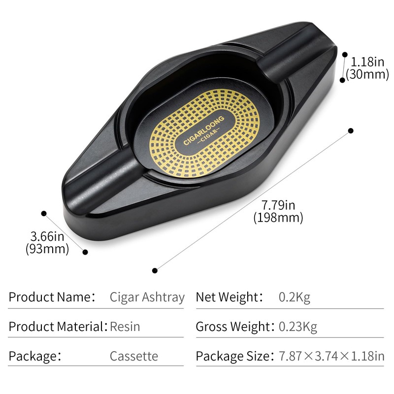 CIGARLOONG Cigar Ashtray with 2 Slots Resin Travel Ashtray Boat