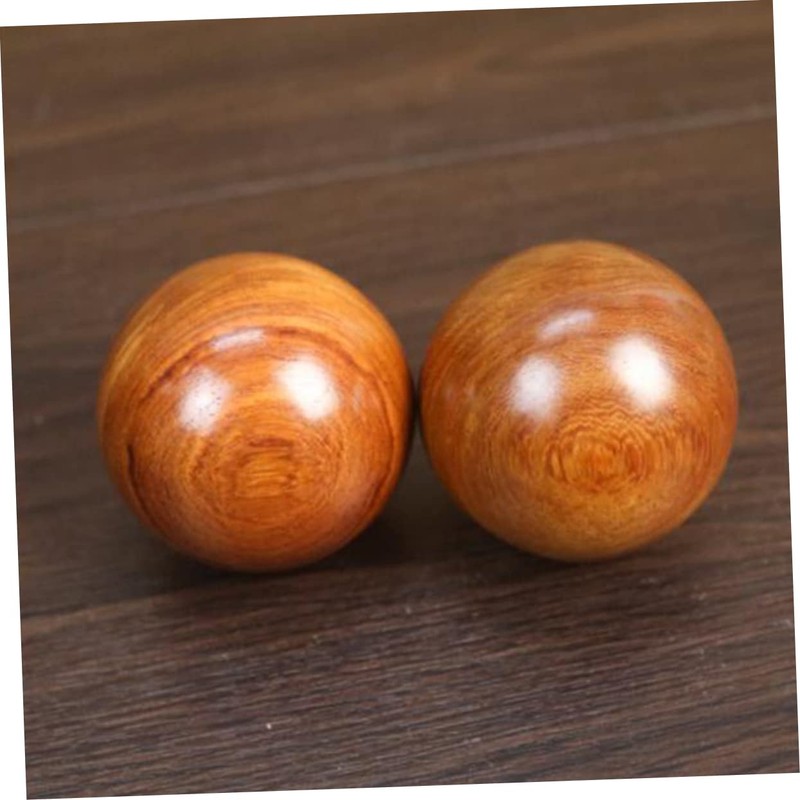 FRCOLOR 2pcs Wooden Massage Balls Round Fitness Hand Exercise Balls