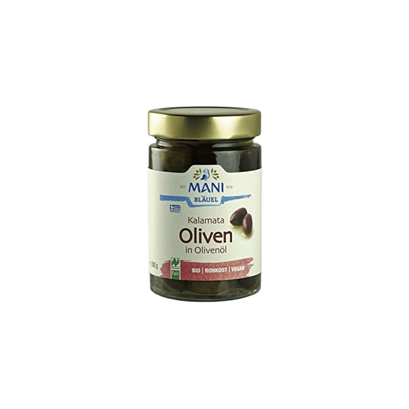 MANI Bläuel Kalamata Oliven in Olivenöl Bio GR-BIO-03 280g (vegan)