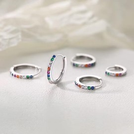 Tiny Small Cartilage Hoop for Women Copper Multicolor Cuff Hoops Cute Crystal Hooped Hypoallergenic (Color diamond, 12mm)