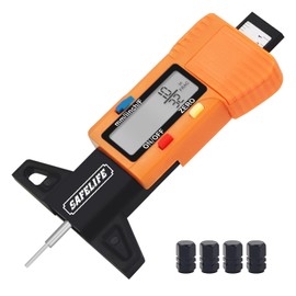 SAFELIFE Digital Tire Tread Depth Gauge, 3 Modes-Fractional Inch, Decimal Inch and Millimeter, Zeroable Tire Tread Depth Gauge for Motorcycles,Cars,Trucks Accurate Tyre Tread Depth Gauge-Orange