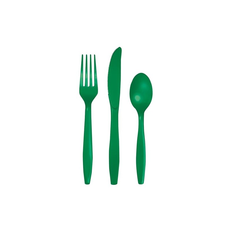 Trendware Emerald Green Plastic Assorted Cutlery, Serves 24
