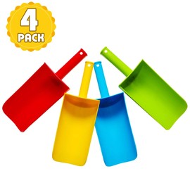 Holady Snow Shovels,Short Handle Sand Scoop Plastic Shovels for Sand & Snow (Yellow, Red,Blue & Green) Gift Set Bundle - 4 Pack