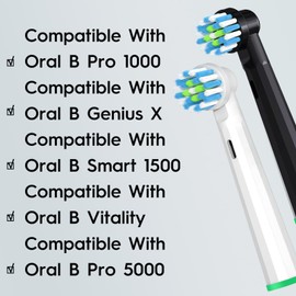 12 PCS Replacement Heads Compatible with Oral b Pro 1000, Genius X, Smart 1500 Electric Toothbrush, Brush Heads Refills Compatible with Oral B (Black/White)