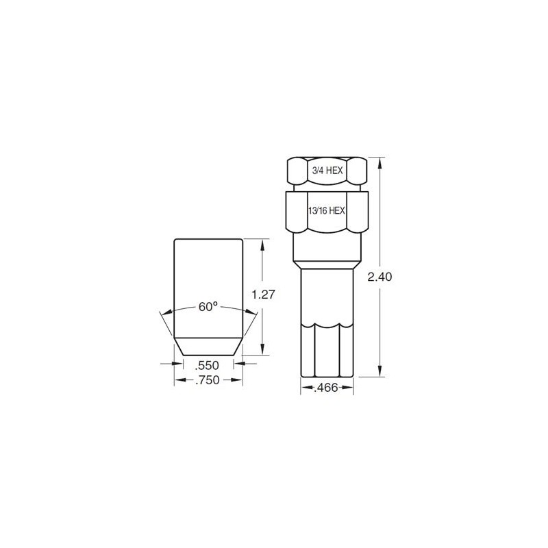 Black Tuner Acorn 12x1.5 Lug Nut Kit 20 Pc Set
