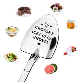 Sisadodo Wedding Birthday Gifts for Groom Funny Wedding Anniversary Spoon Gifts for Husband Hubby Best I Love You Gift for Husband Men Groom's Ice Cream Engraved Spoon Spade for Ice Cream Lovers